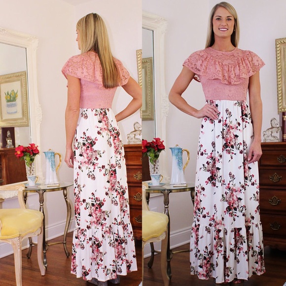 Lace and Floral Dress - Picture 1 of 2